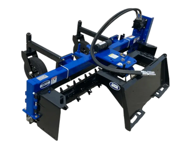 The power rake - commercial is used to break up and level soil, typically used in landscaping and gardening applications.